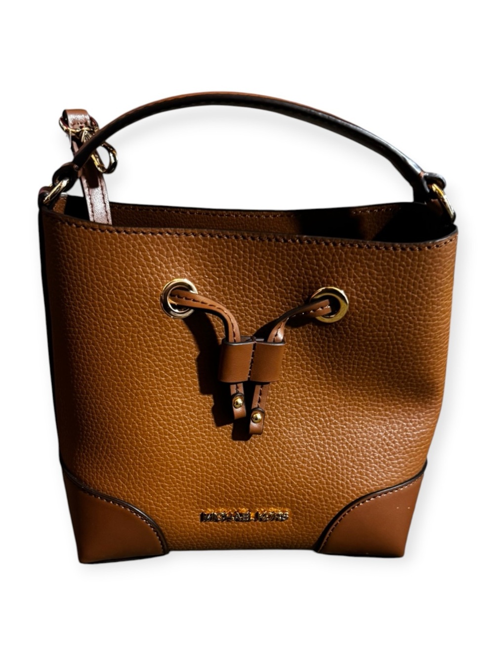 MICHAEL MICHAEL KORS Luggage Mercer Small Pebbled Leather Bucket Bag NWT